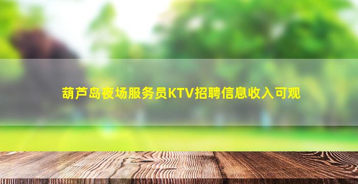 葫芦岛夜场服务员KTV招聘信息收入可观